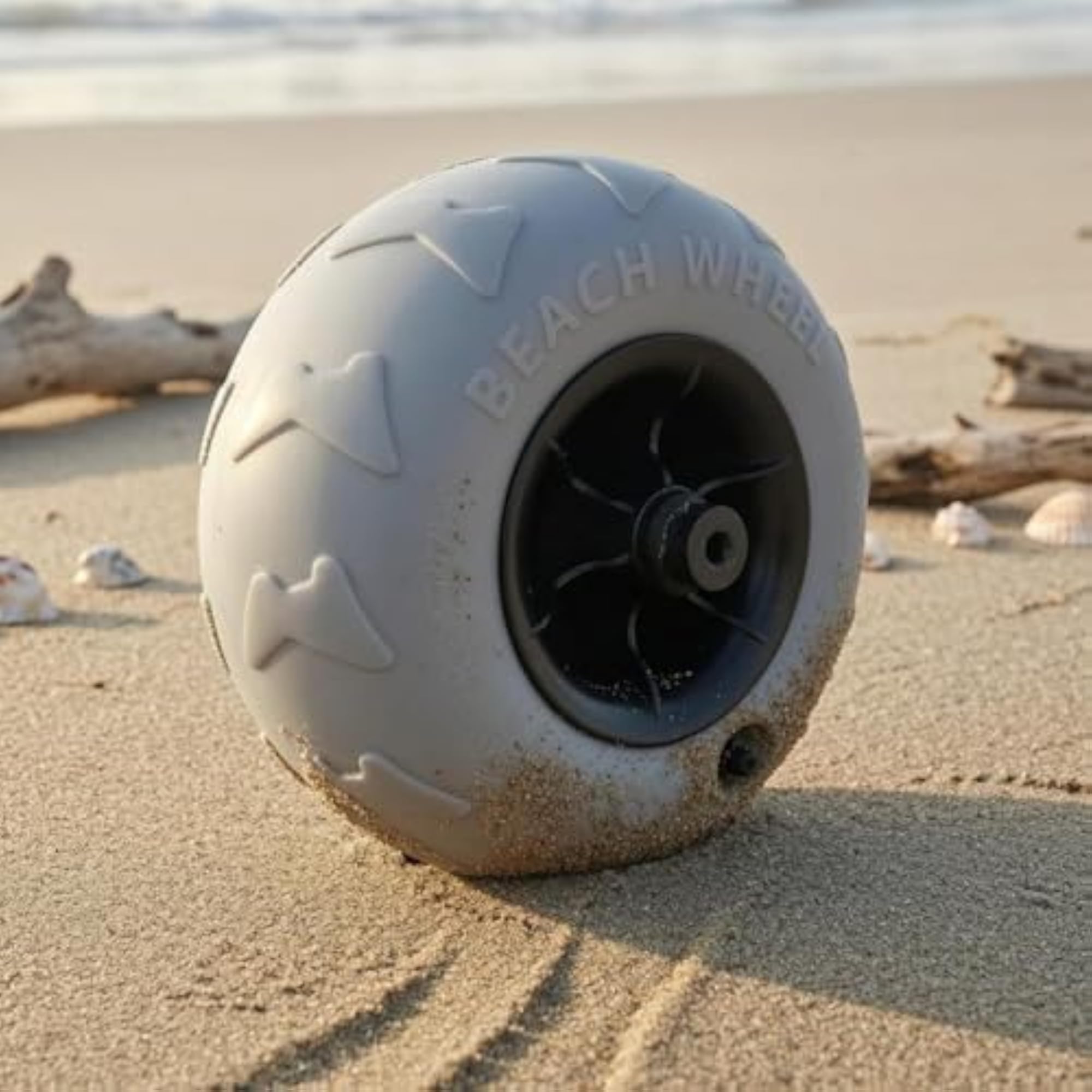 Molded Pattern Inflatable Beach Wheel, 9-inch ABS Silver